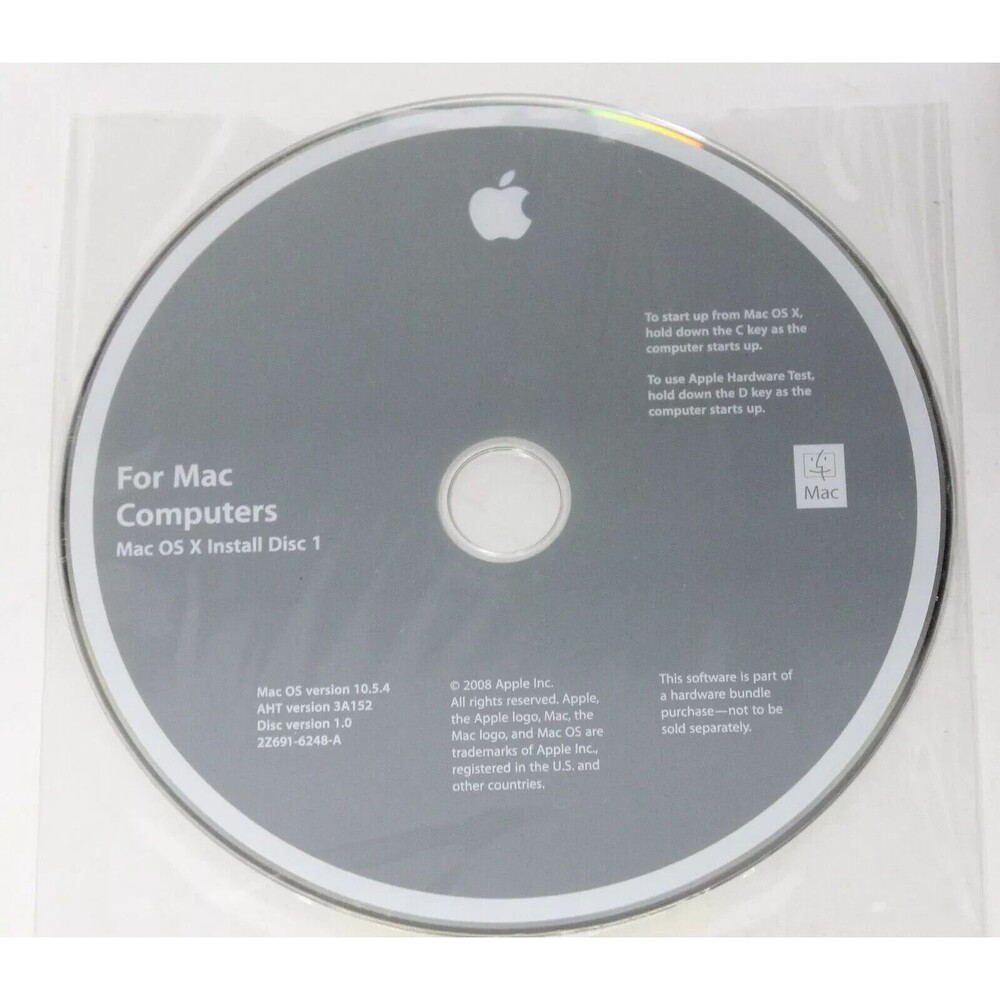 NFS Mac Computers OS X Install Disc 1 & 2 Version 10.5.4 2008 Model 3A152